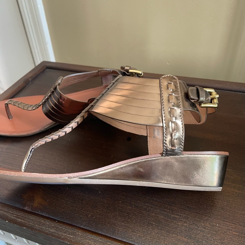 Coach India Bronze Thong Wedge Sandals - Picture 3 of 8